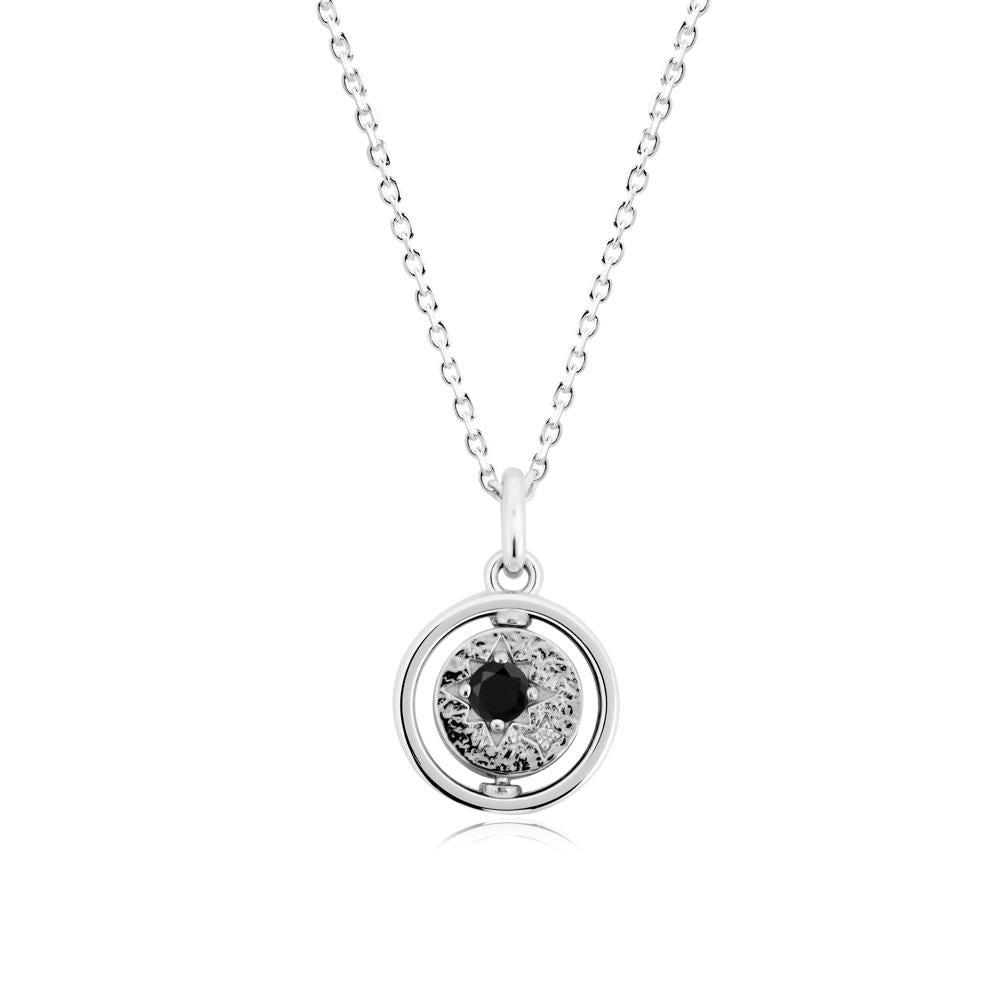 Custom Zodiac Spinner Black Spinel Necklace - LUO Jewelry #metal_18k white gold