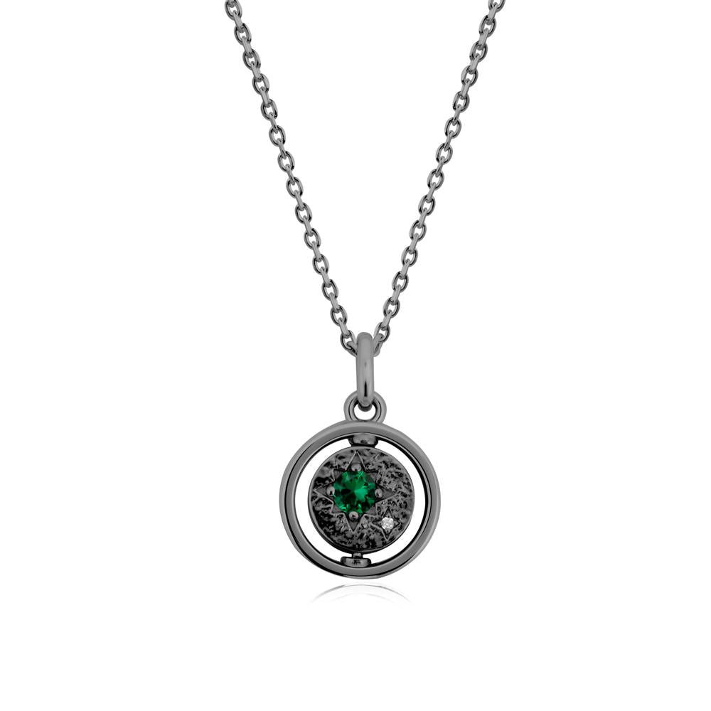 Custom Zodiac Spinner Emerald Necklace - LUO Jewelry #metal_black finish sterling silver
