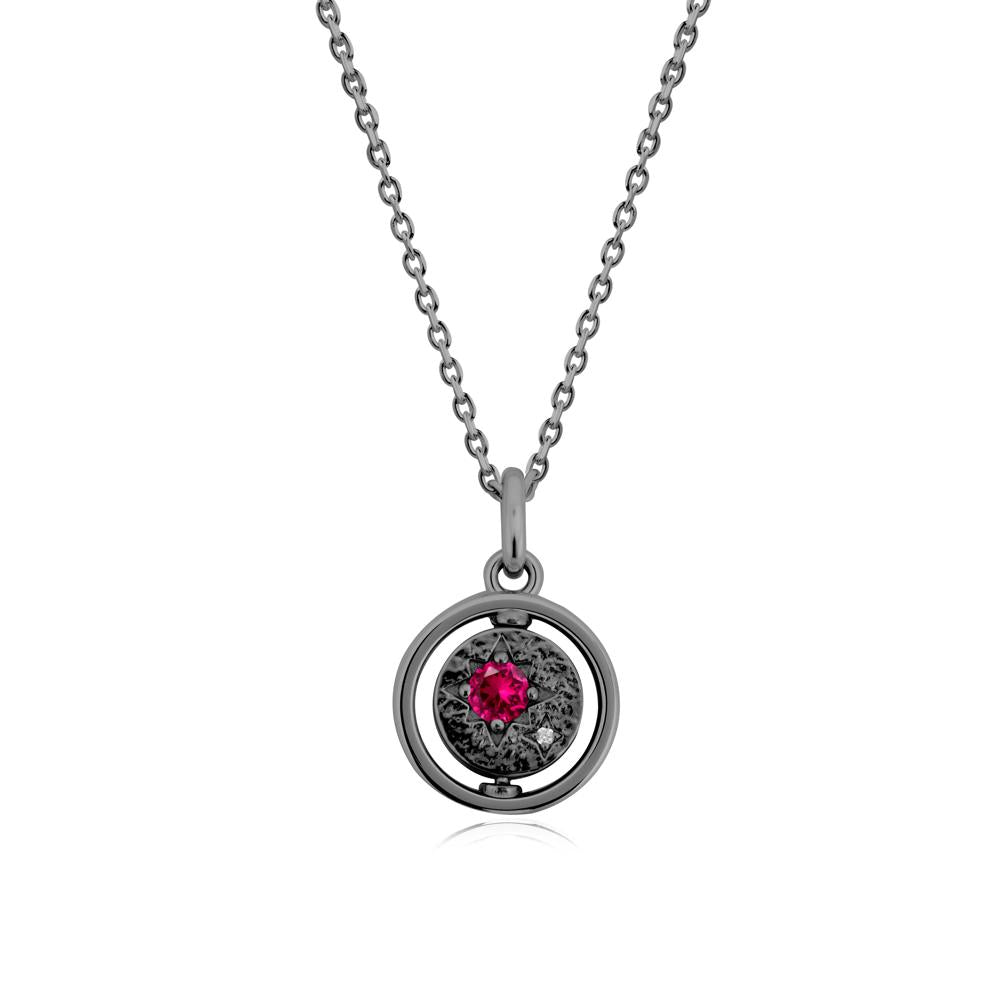 Personalized Zodiac Signs Spinning Ruby Pendant - LUO Jewelry #metal_black finish sterling silver