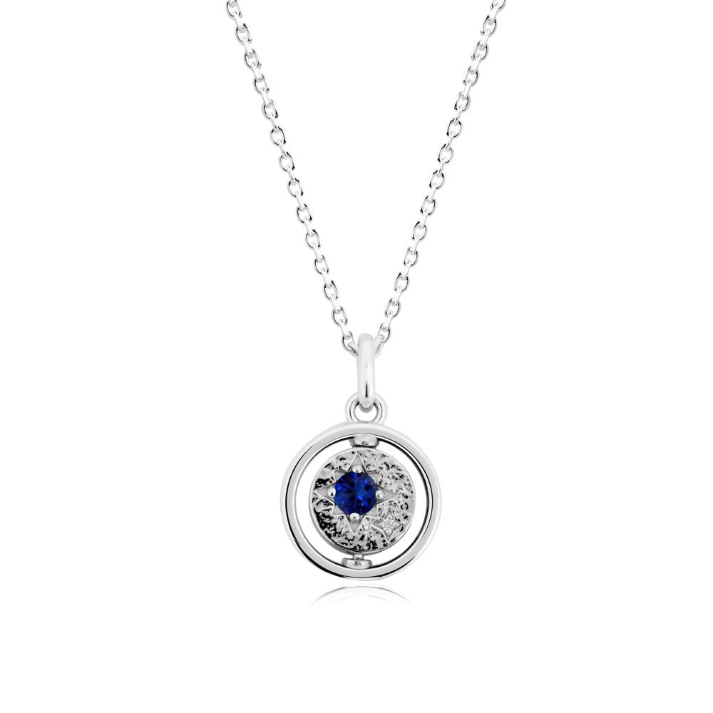 Personalized Zodiac Signs Spinning Sapphire Pendant - LUO Jewelry #metal_14k white gold