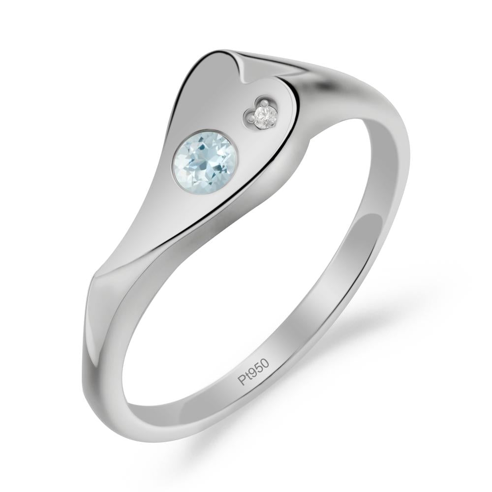 Aquamarine Heart Shaped Engagement Ring - LUO Jewelry #metal_platinum
