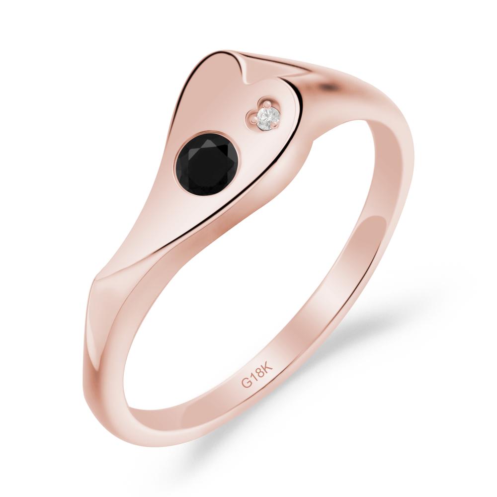 Bezel Set Round Black Spinel Ring - LUO Jewelry #metal_18k rose gold