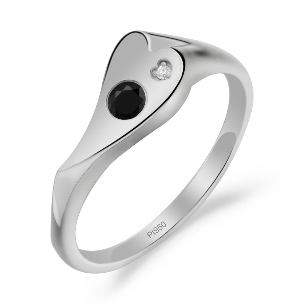 Bezel Set Round Black Spinel Ring - LUO Jewelry #metal_platinum