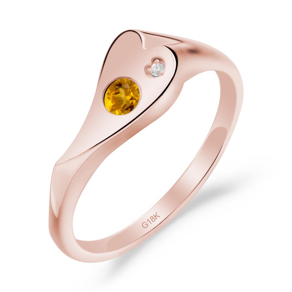 Citrine Heart Shaped Engagement Ring - LUO Jewelry #metal_18k rose gold