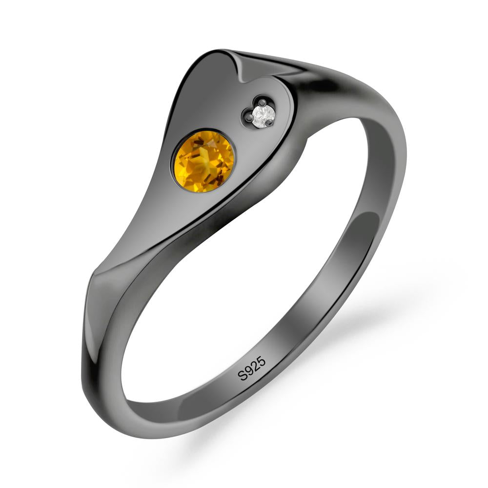 Citrine Heart Shaped Engagement Ring - LUO Jewelry #metal_black finish sterling silver