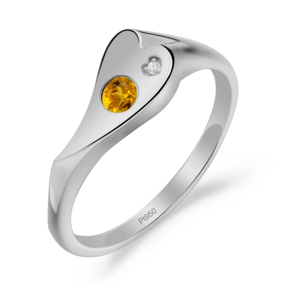 Citrine Heart Shaped Engagement Ring - LUO Jewelry #metal_platinum