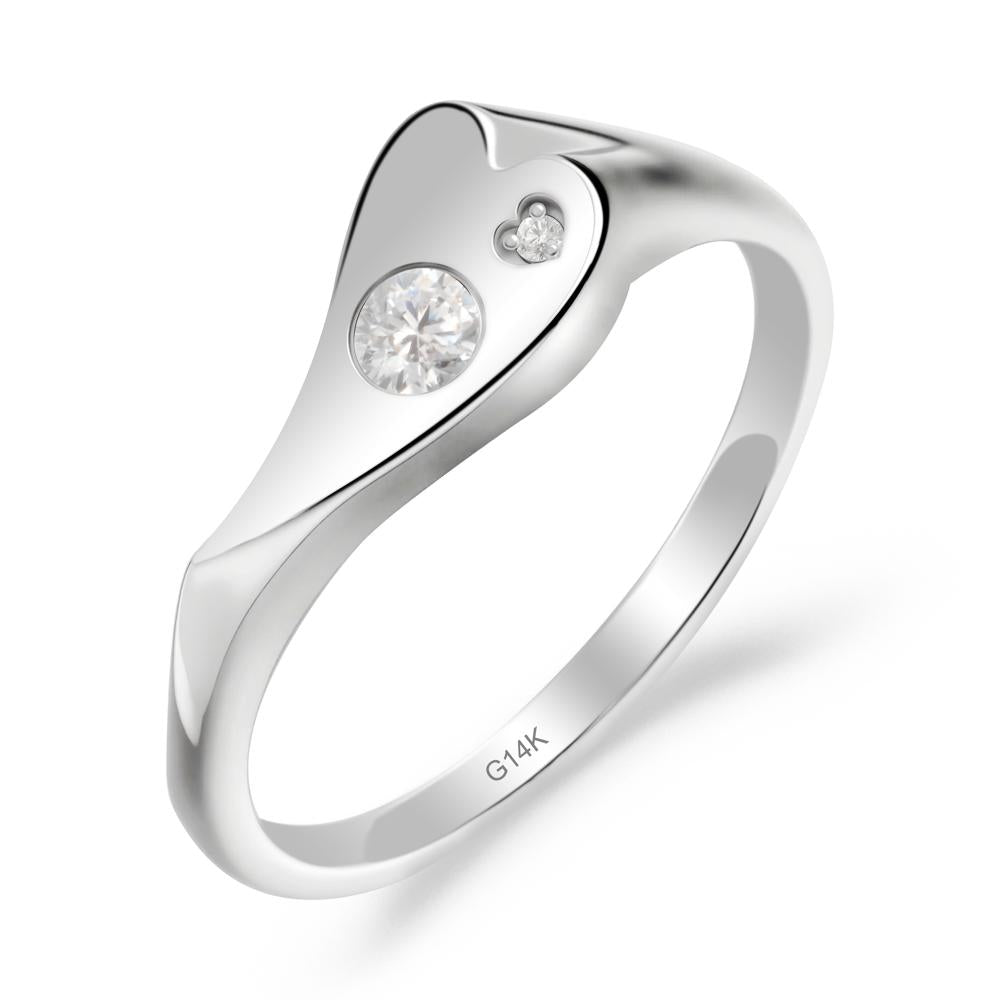 Cubic Zirconia Heart Shaped Engagement Ring - LUO Jewelry #metal_14k white gold