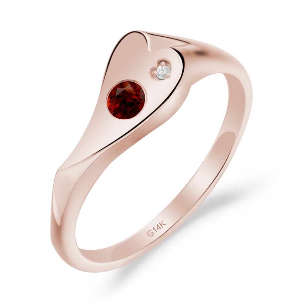 Bezel Set Round Garnet Ring - LUO Jewelry #metal_14k rose gold