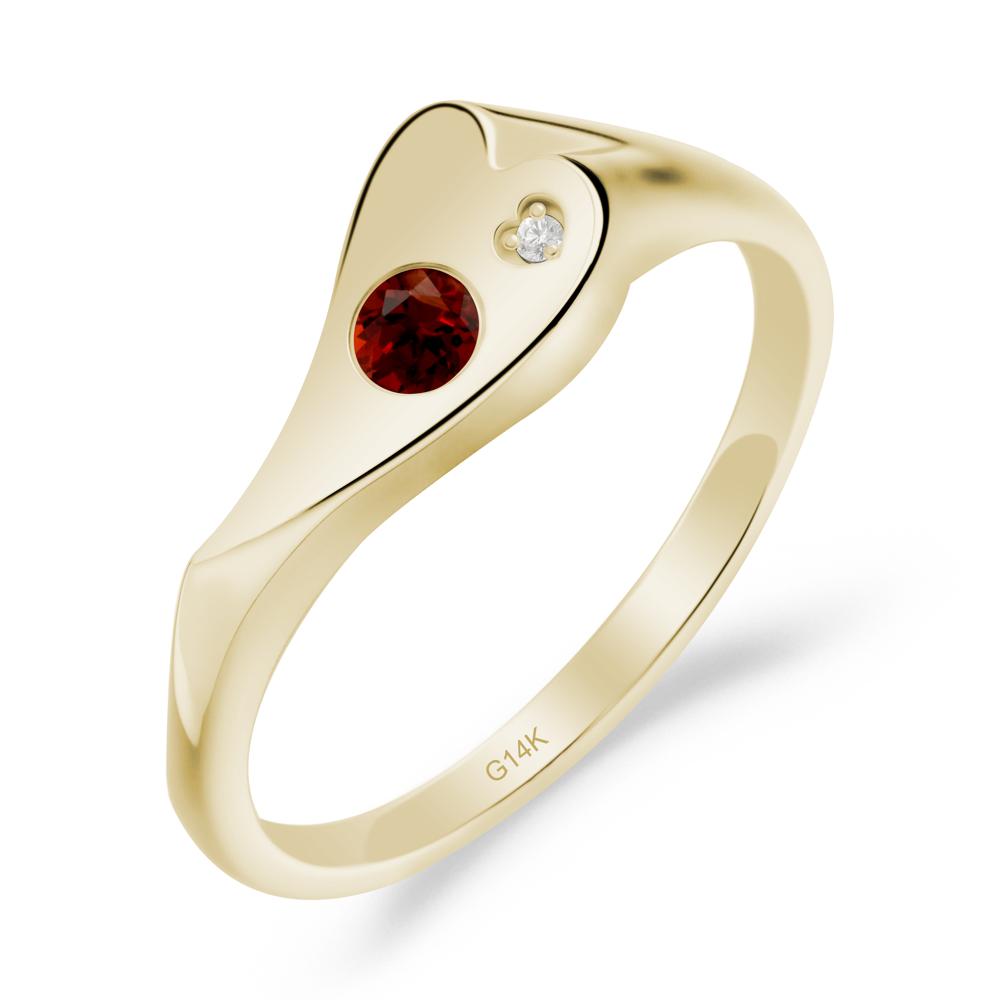 Bezel Set Round Garnet Ring - LUO Jewelry #metal_14k yellow gold