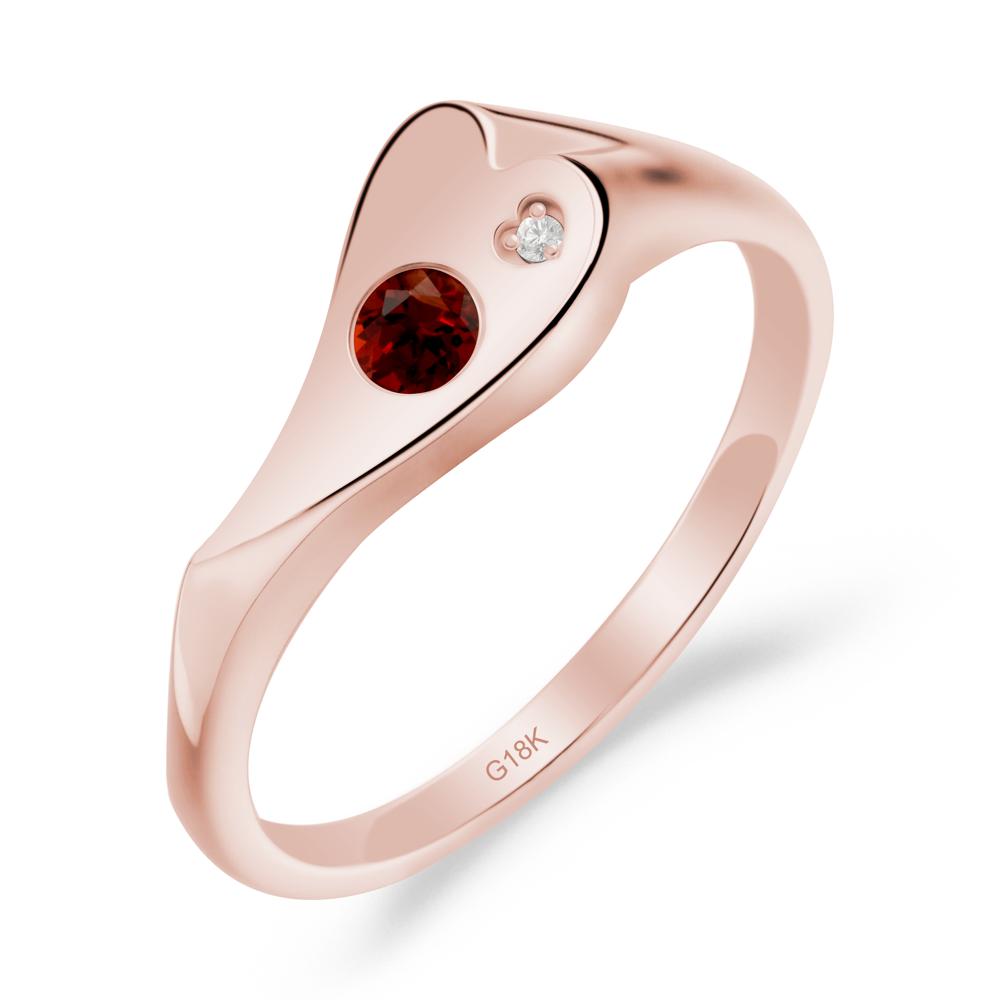 Bezel Set Round Garnet Ring - LUO Jewelry #metal_18k rose gold