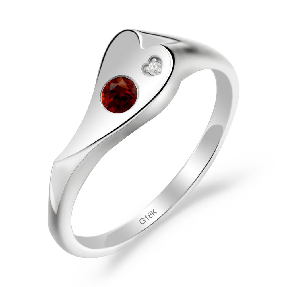 Bezel Set Round Garnet Ring - LUO Jewelry #metal_18k white gold