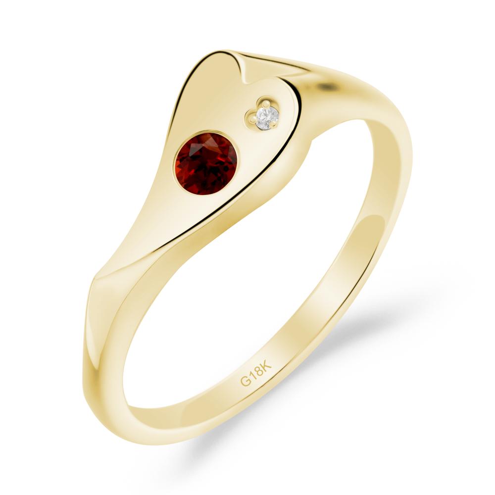 Bezel Set Round Garnet Ring - LUO Jewelry #metal_18k yellow gold