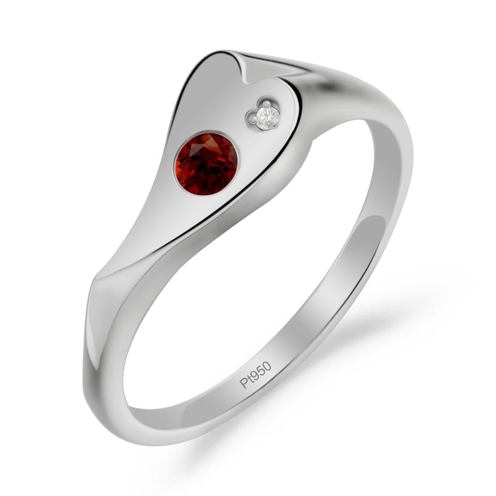 Bezel Set Round Garnet Ring - LUO Jewelry #metal_platinum