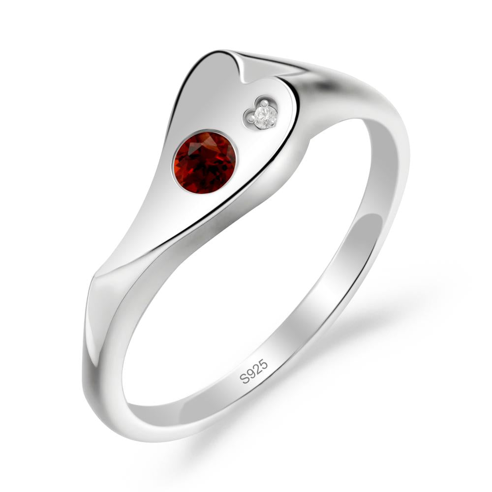 Bezel Set Round Garnet Ring - LUO Jewelry #metal_sterling silver