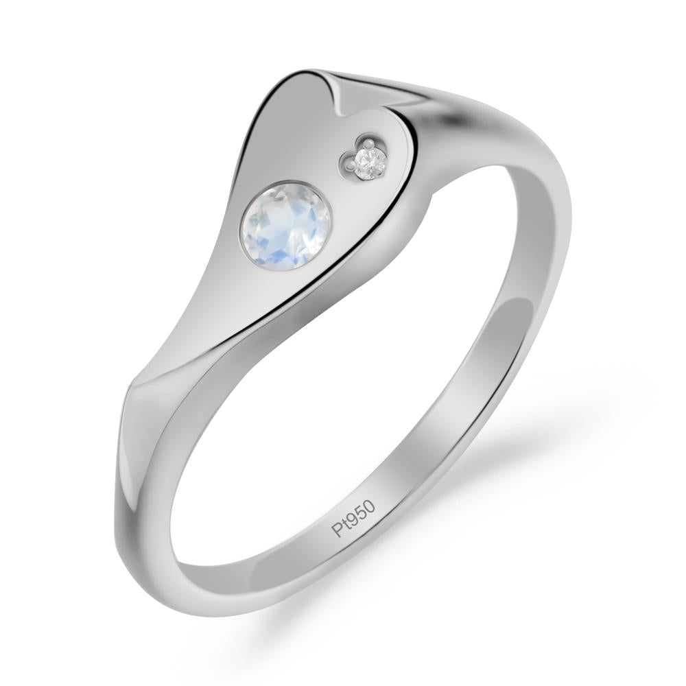 Bezel Set Round Moonstone Ring - LUO Jewelry #metal_platinum