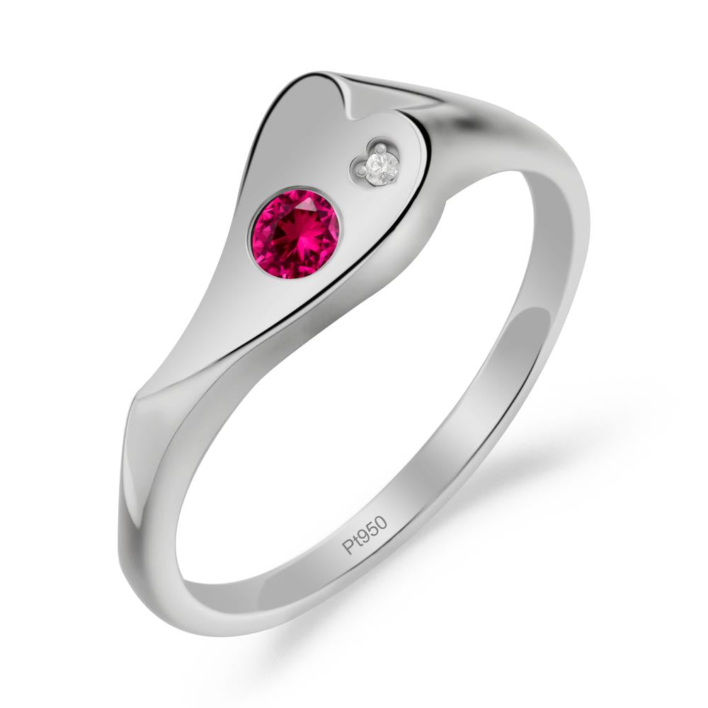 Ruby Heart Shaped Engagement Ring - LUO Jewelry #metal_platinum