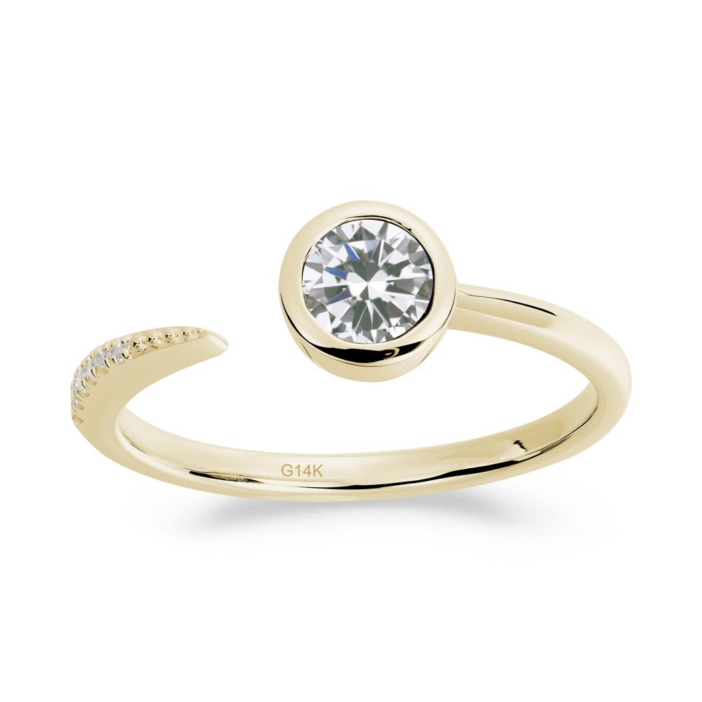 Bezel Set Round Cubic Zirconia Open Ring - LUO Jewelry #metal_14k yellow gold