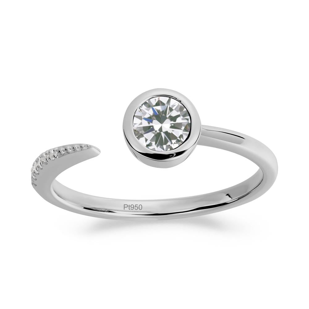 Bezel Set Round Cubic Zirconia Open Ring - LUO Jewelry #metal_platinum