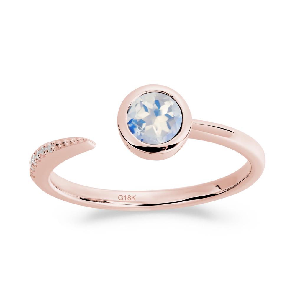 Bezel Set Round Moonstone Open Ring - LUO Jewelry #metal_18k rose gold