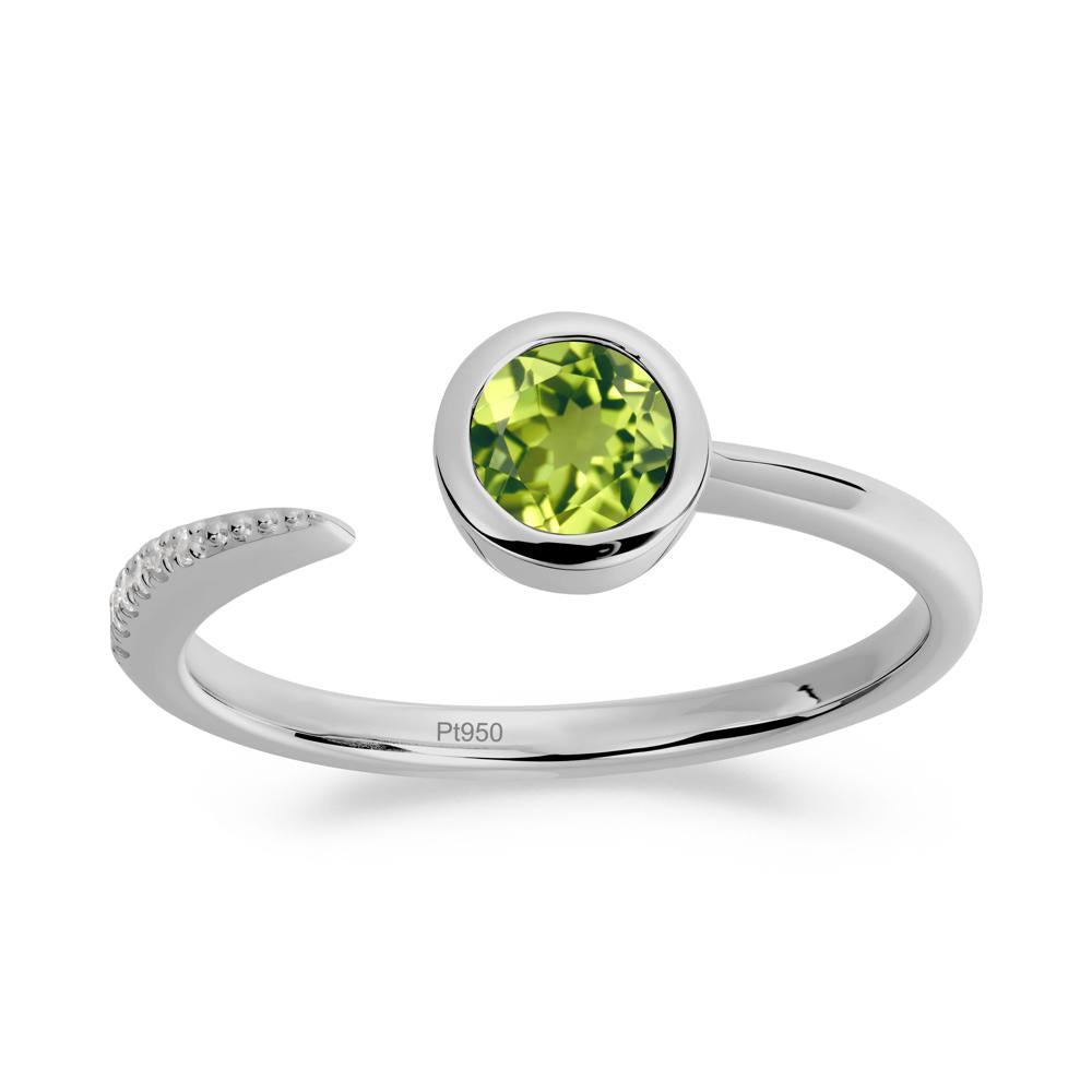 Bezel Set Round Peridot Open Ring - LUO Jewelry #metal_platinum