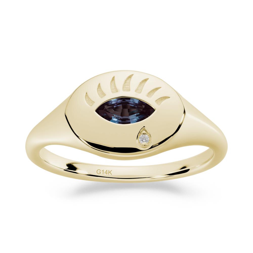 Alexandrite Evil Eye Signet Ring - LUO Jewelry #metal_14k yellow gold