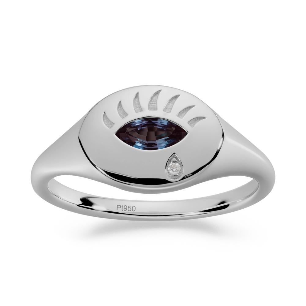 Alexandrite Evil Eye Signet Ring - LUO Jewelry #metal_platinum