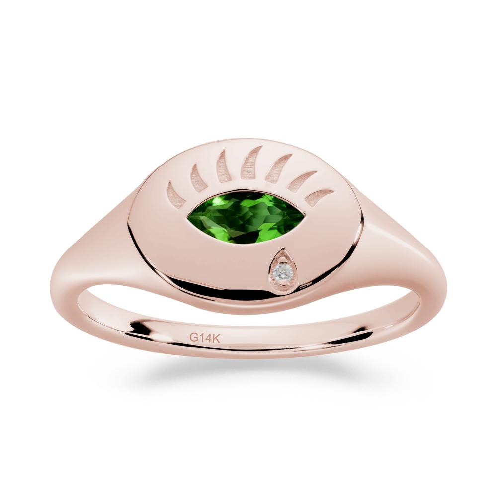Diopside Evil Eye Signet Ring - LUO Jewelry #metal_14k rose gold