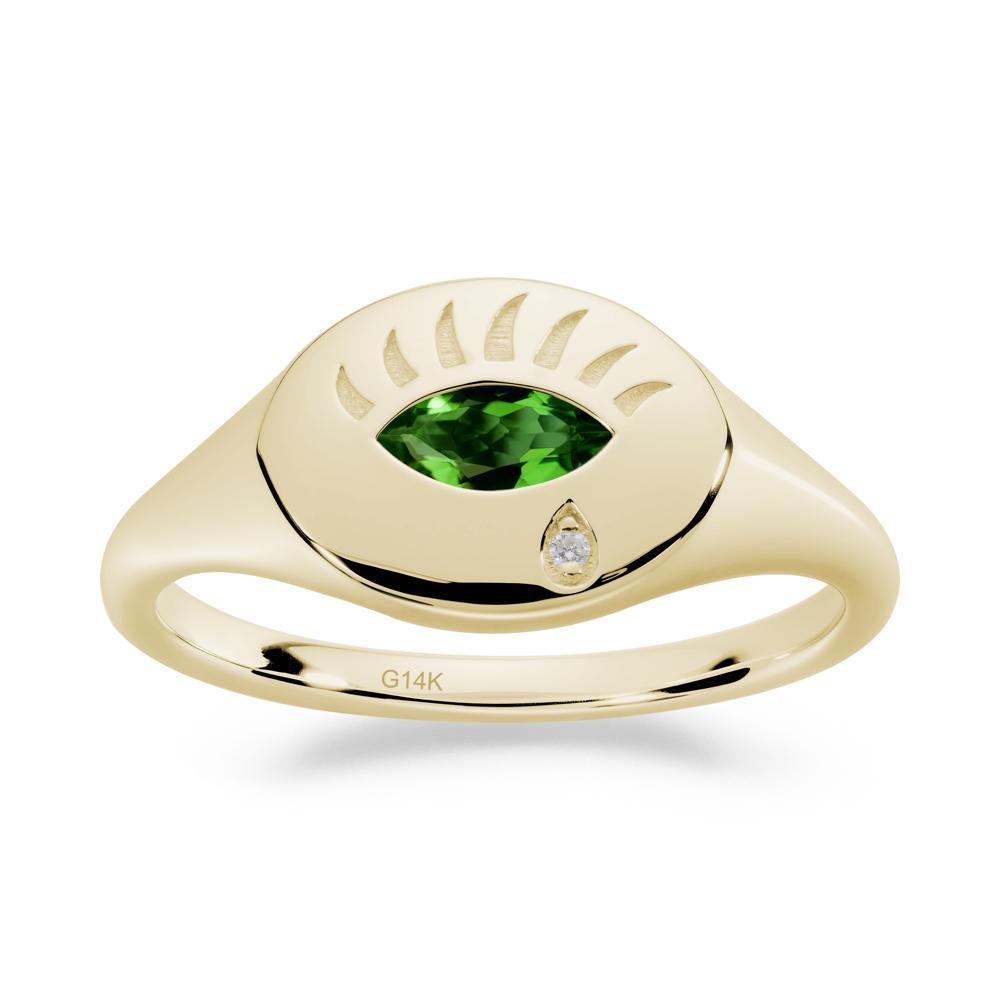 Diopside Evil Eye Signet Ring - LUO Jewelry #metal_14k yellow gold