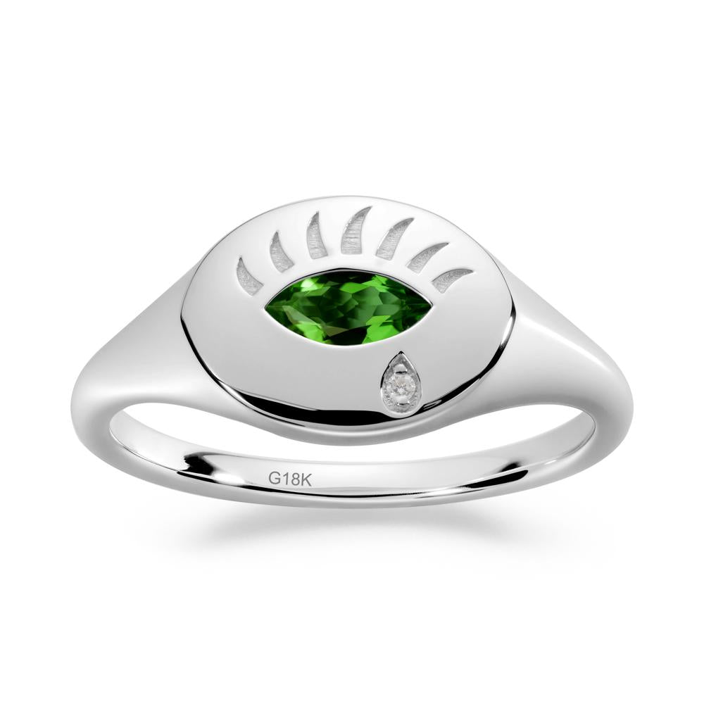 Diopside Evil Eye Signet Ring - LUO Jewelry #metal_18k white gold