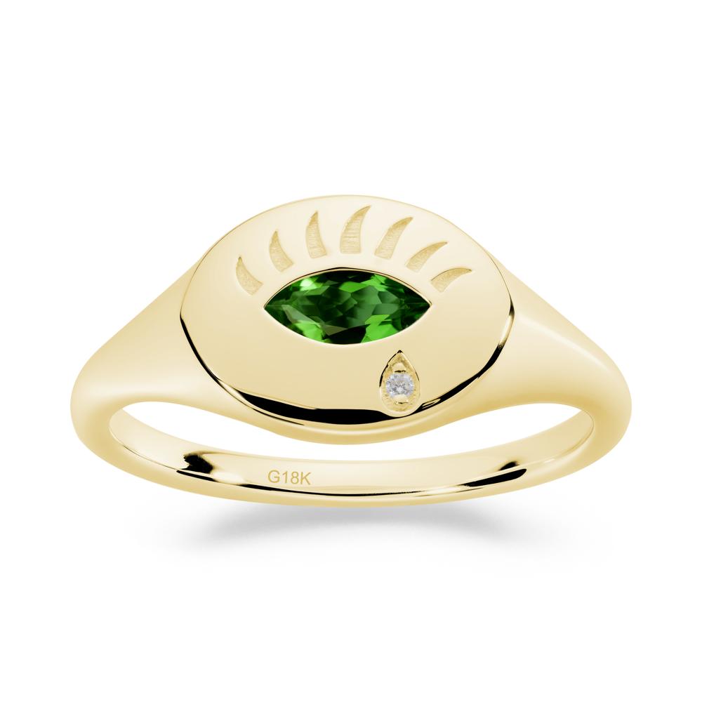 Diopside Evil Eye Signet Ring - LUO Jewelry #metal_18k yellow gold