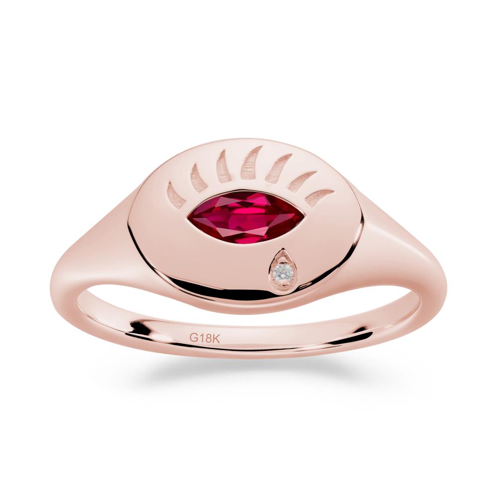 Ruby Evil Eye Signet Ring - LUO Jewelry #metal_18k rose gold