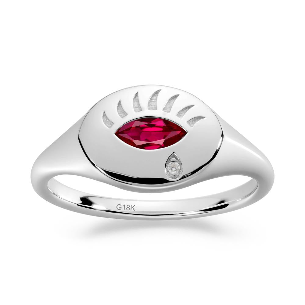 Ruby Evil Eye Signet Ring - LUO Jewelry #metal_18k white gold