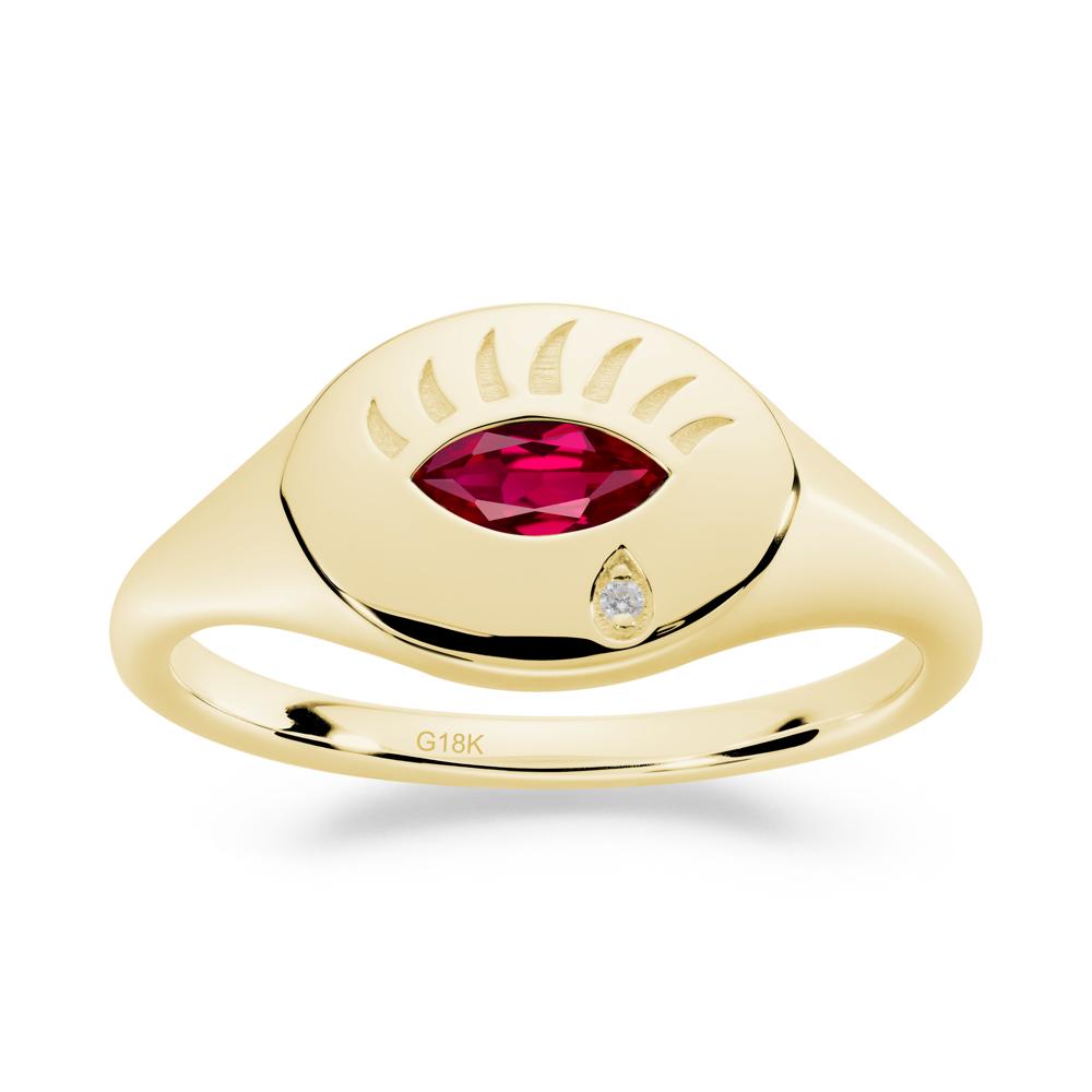 Ruby Evil Eye Signet Ring - LUO Jewelry #metal_18k yellow gold