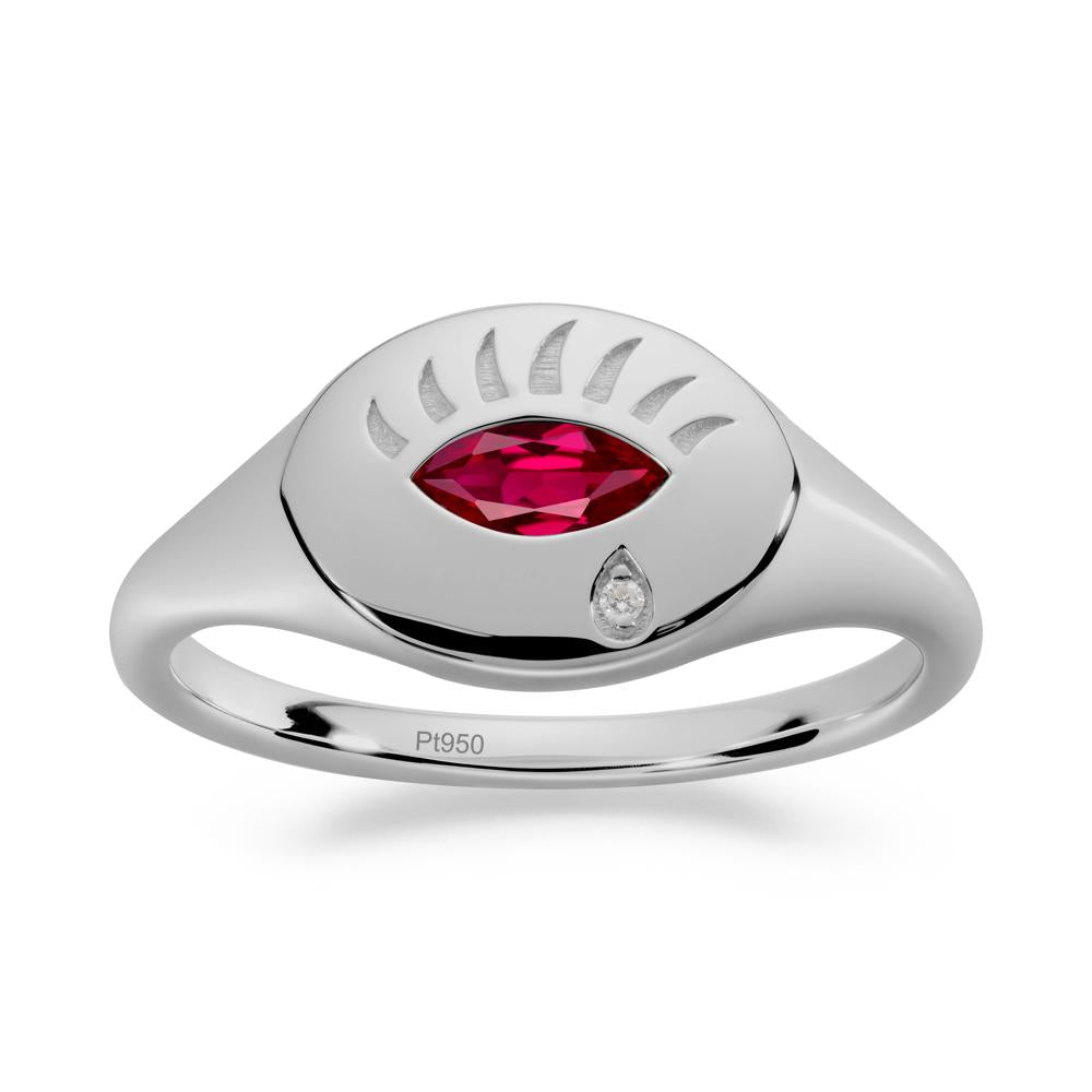 Ruby Evil Eye Signet Ring - LUO Jewelry #metal_platinum