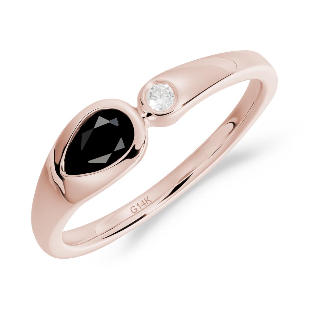 Teardrop Black Spinel Toi Et Moi Ring - LUO Jewelry #metal_14k rose gold