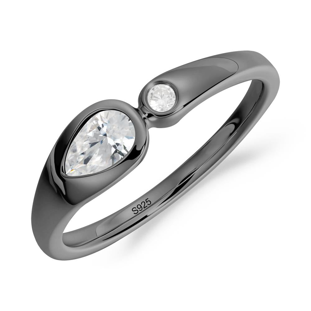 Teardrop Cubic Zirconia Toi Et Moi Ring - LUO Jewelry #metal_black finish sterling silver
