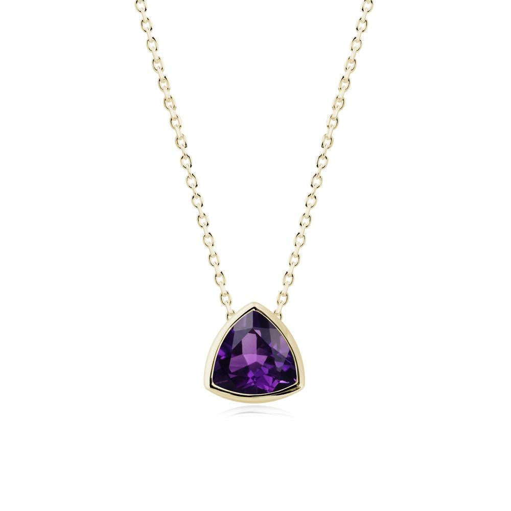Bezel Set Trillion-Cut Amethyst Necklace - LUO Jewelry #metal_14k yellow gold