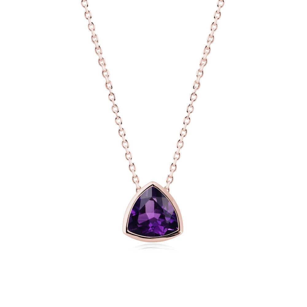 Bezel Set Trillion-Cut Amethyst Necklace - LUO Jewelry #metal_18k rose gold