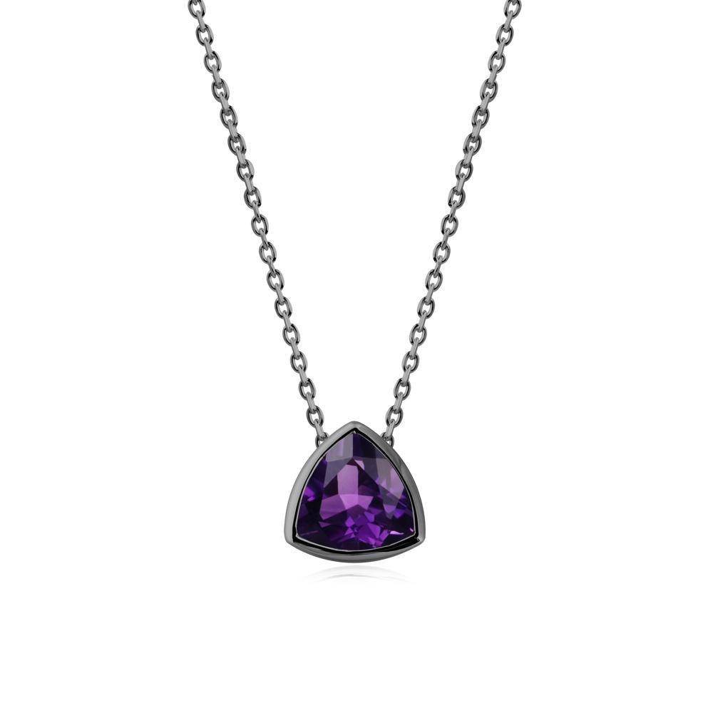 Bezel Set Trillion-Cut Amethyst Necklace - LUO Jewelry #metal_black finish sterling silver
