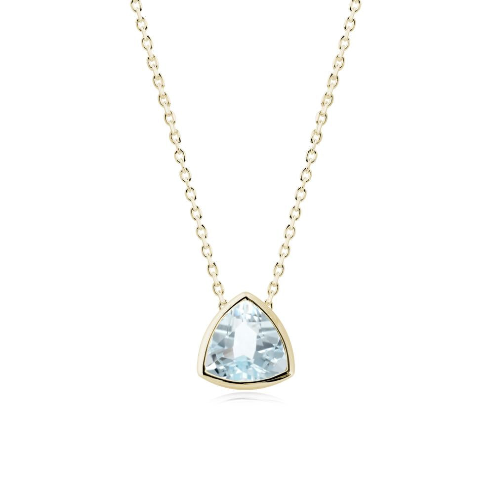 Bezel Set Trillion-Cut Aquamarine Necklace - LUO Jewelry #metal_14k yellow gold