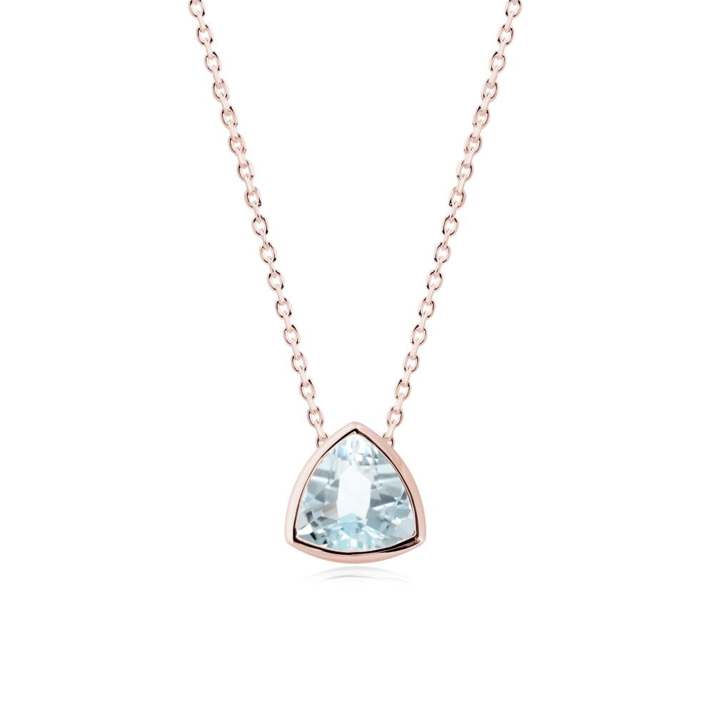 Bezel Set Trillion-Cut Aquamarine Necklace - LUO Jewelry #metal_18k rose gold