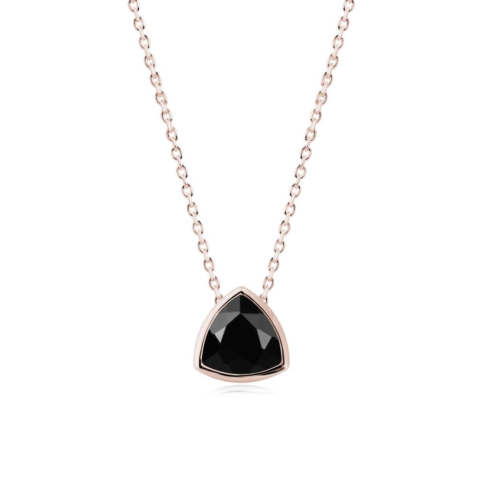 Bezel Set Trillion-Cut Black Spinel Necklace - LUO Jewelry #metal_14k rose gold