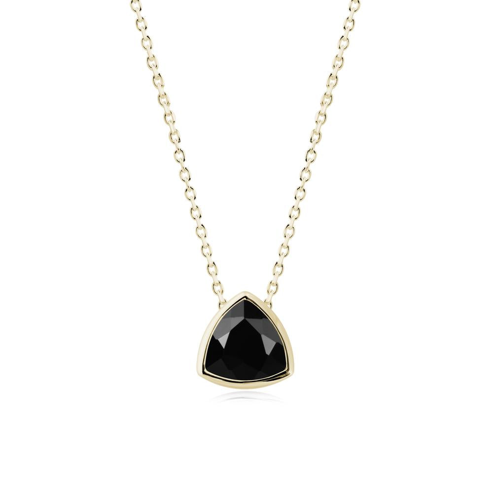Bezel Set Trillion-Cut Black Spinel Necklace - LUO Jewelry #metal_14k yellow gold