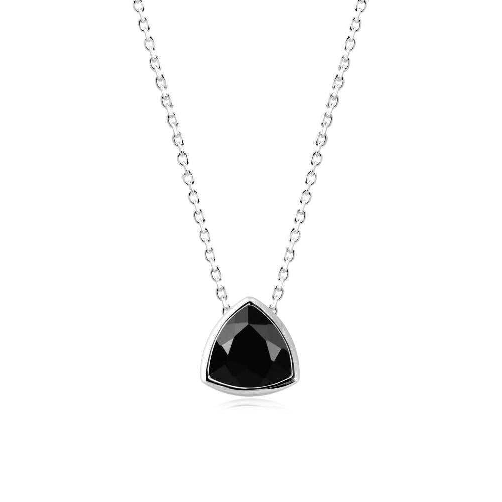 Bezel Set Trillion-Cut Black Spinel Necklace - LUO Jewelry #metal_18k white gold