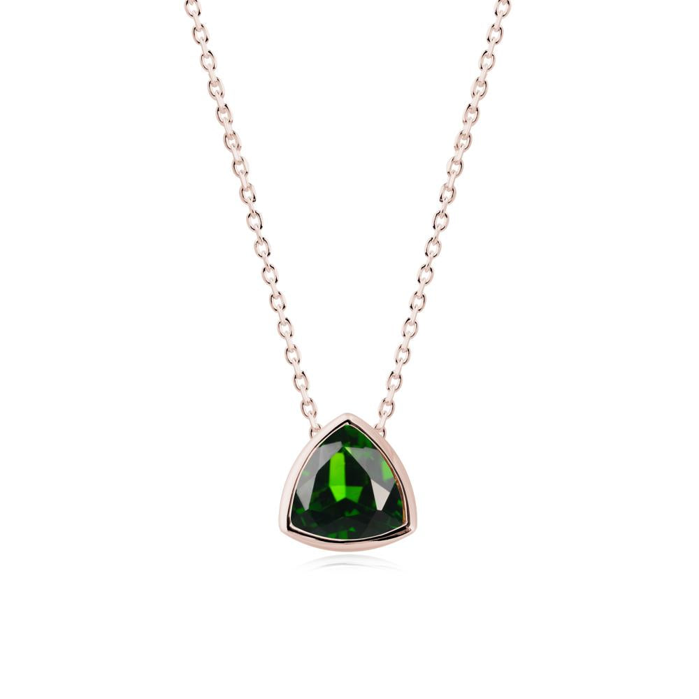 Bezel Set Trillion-Cut Diopside Necklace - LUO Jewelry #metal_14k rose gold