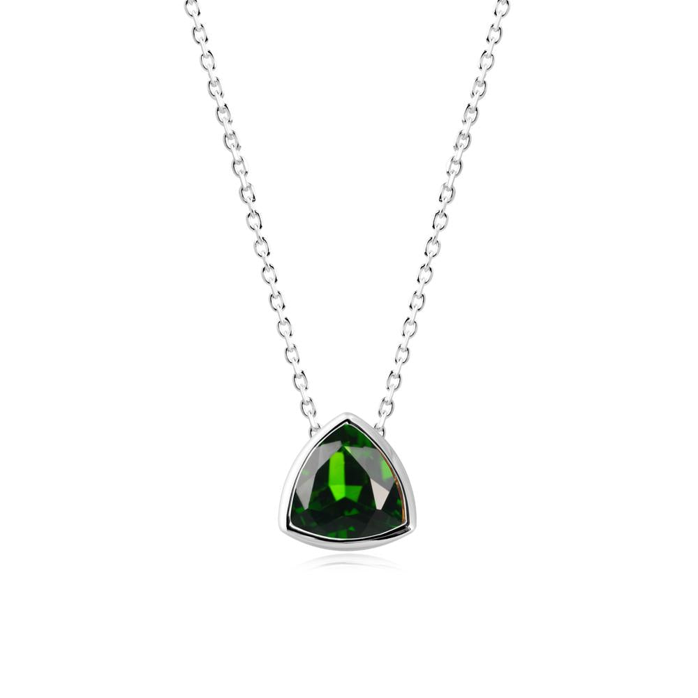 Bezel Set Trillion-Cut Diopside Necklace - LUO Jewelry #metal_18k white gold
