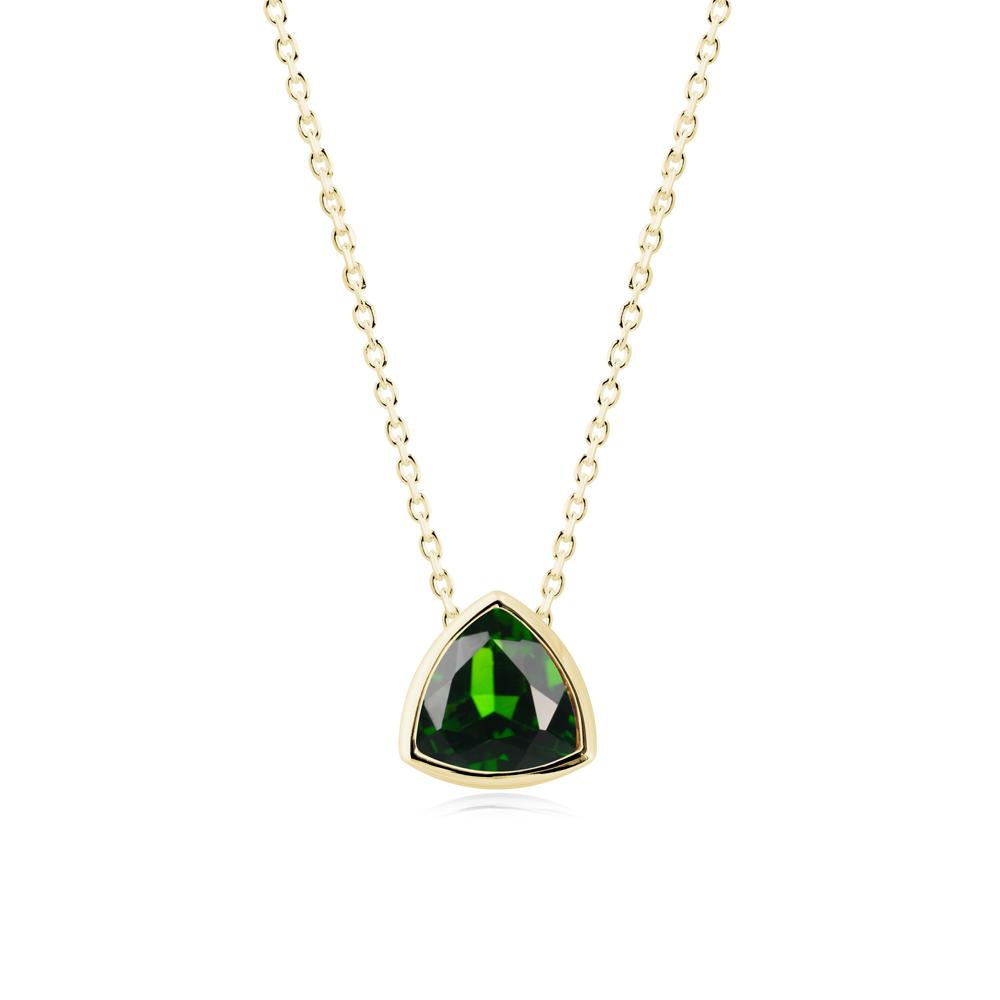 Bezel Set Trillion-Cut Diopside Necklace - LUO Jewelry #metal_18k yellow gold