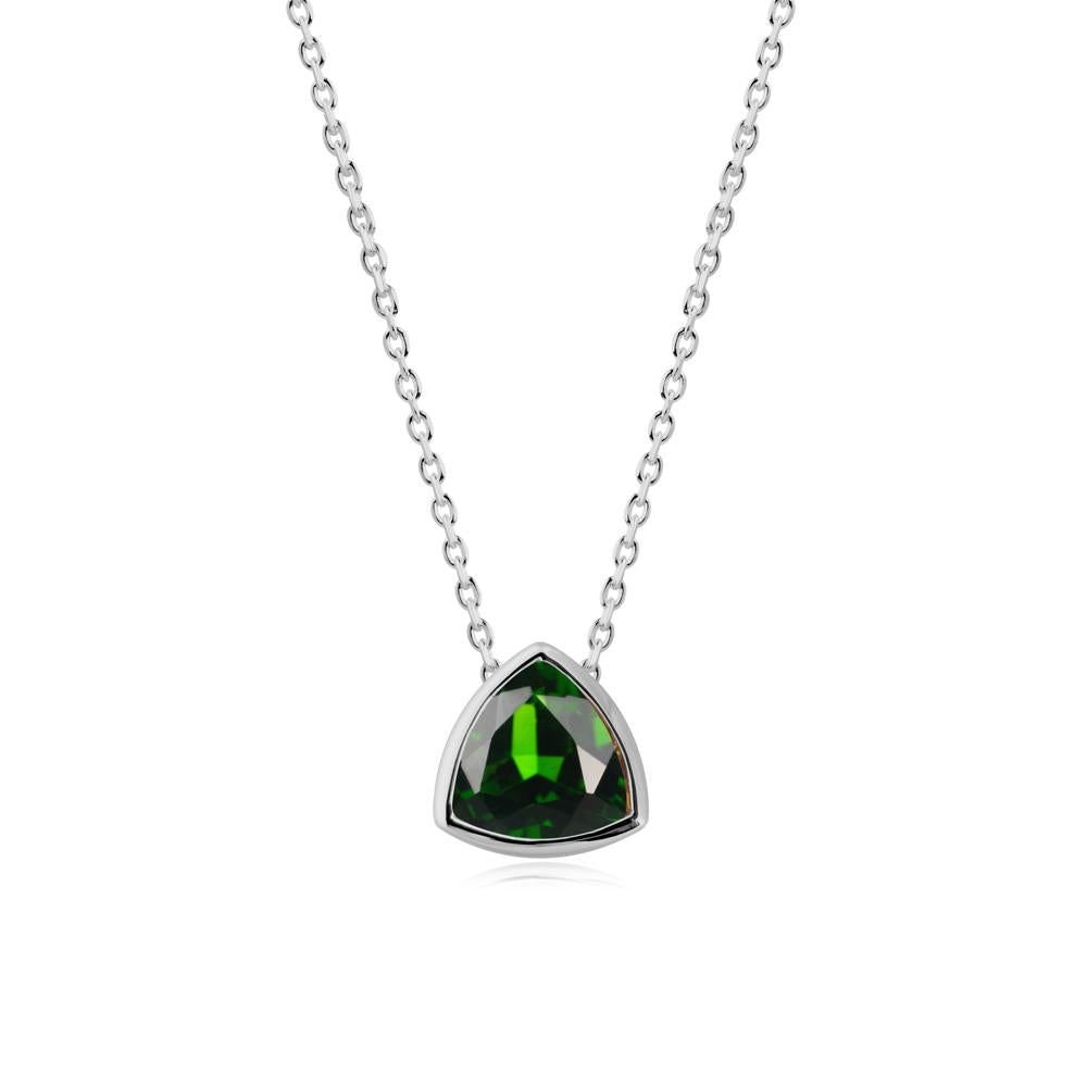 Bezel Set Trillion-Cut Diopside Necklace - LUO Jewelry #metal_platinum