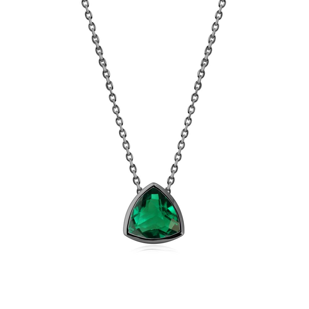 Bezel Set Trillion-Cut Emerald Necklace - LUO Jewelry #metal_black finish sterling silver