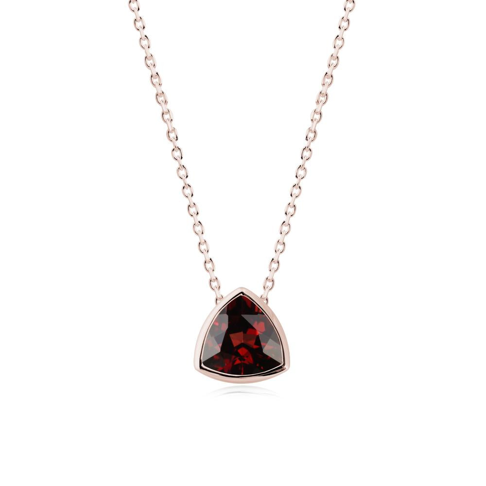 Bezel Set Trillion-Cut Garnet Necklace - LUO Jewelry #metal_14k rose gold